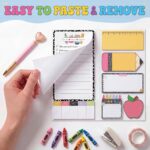 Folded BEAWART sticky notes set with "Teaching is a Work of Heart" quote, open to show various note designs.