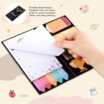 Foldable BESARME Teacher Sticky Notes Set with colorful memo pads and two pens, displayed open on a desk.