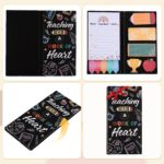 Foldable BESARME Teacher Sticky Notes Set with colorful memo pads and two pens, displayed open on a desk.