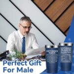 A navy blue DOEARTE 20oz insulated tumbler with 'Difference Maker' text and a gift box.