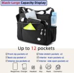A large black nylon MINTEGRA satchel handbag with a top handle and an adjustable shoulder strap, showcasing its spacious and