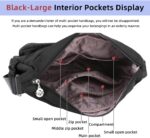 A large black nylon MINTEGRA satchel handbag with a top handle and an adjustable shoulder strap, showcasing its spacious and