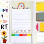 Close-up of a TecquorA Teacher Sticky Notes set with various pads featuring school and teacher themed designs.