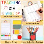 Close-up of a TecquorA Teacher Sticky Notes set with various pads featuring school and teacher themed designs.