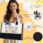 A UAREHIBY 9-piece floral teacher appreciation gift set with a 16oz glass cup, candle, and tote bag displayed in a gift box.