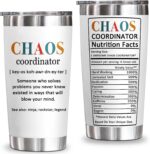 YXOTJHS Chaos Coordinator 20 oz stainless steel tumbler with lid, ideal for hot or cold beverages.