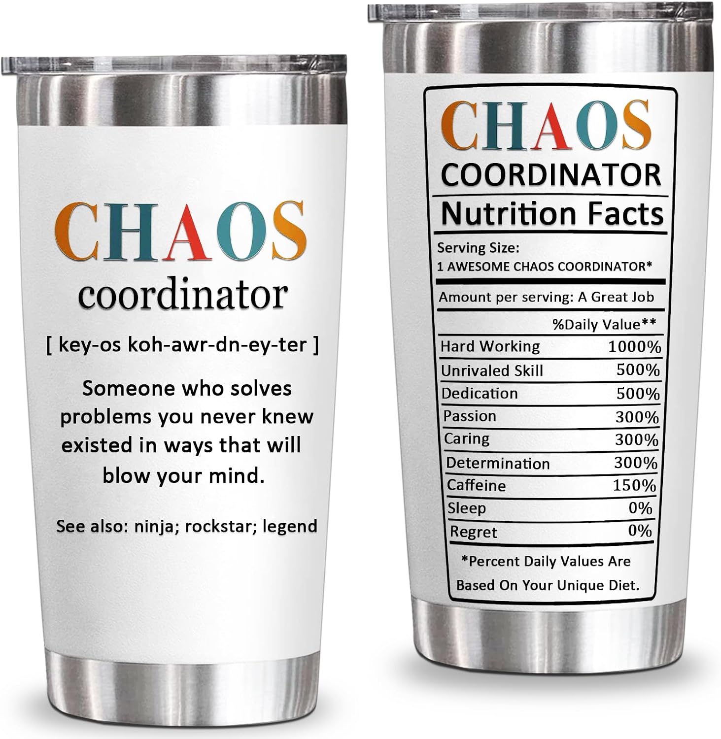 yxotjhs-chaos-coordinator-20-oz-tumbler-insulated-stainless-steel-coffee-mug-01 YXOTJHS Chaos Coordinator 20 oz stainless steel tumbler with lid, ideal for hot or cold beverages.