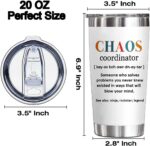 YXOTJHS Chaos Coordinator 20 oz stainless steel tumbler with lid, ideal for hot or cold beverages.